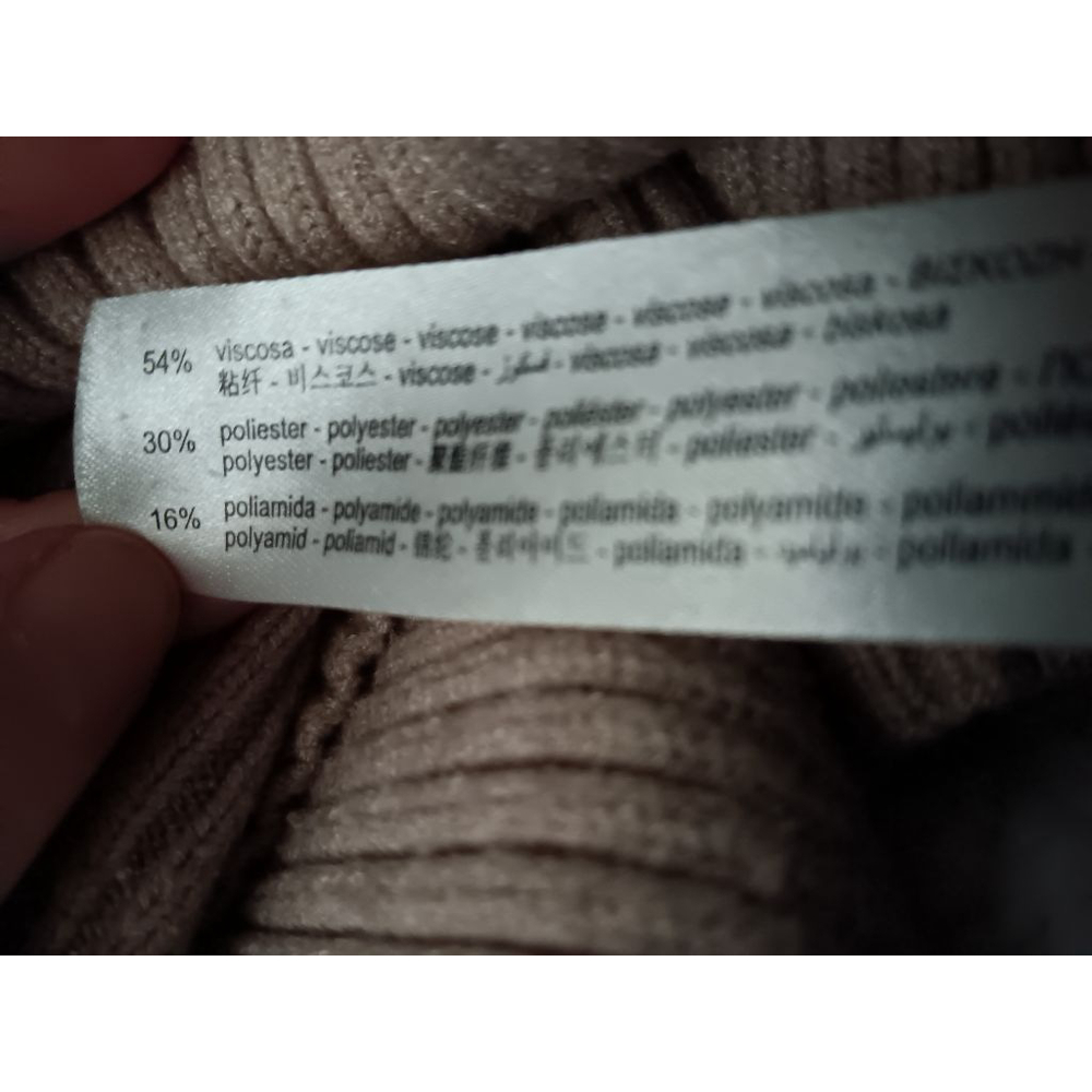 ZARA Ribbed Oversized Crop Length Cuffed Sleeved Mock Neck Sweater in Taupe - Picture 10 of 11